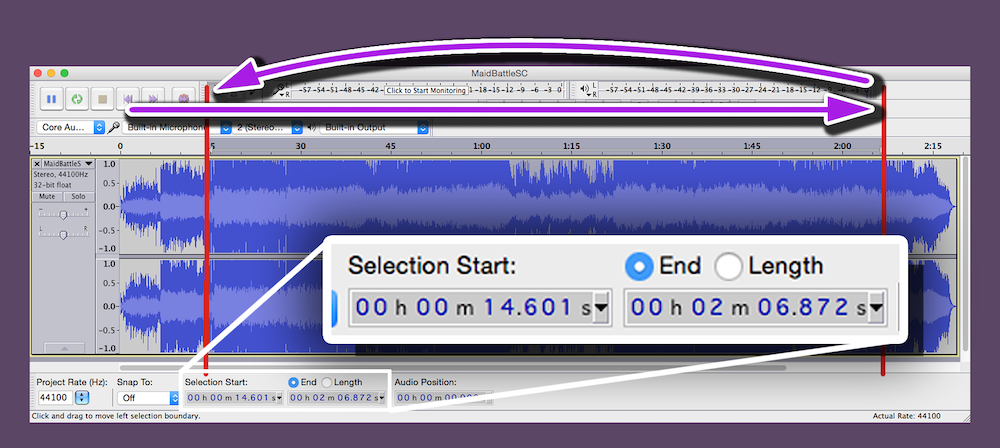 Using Audacity to get boundaries